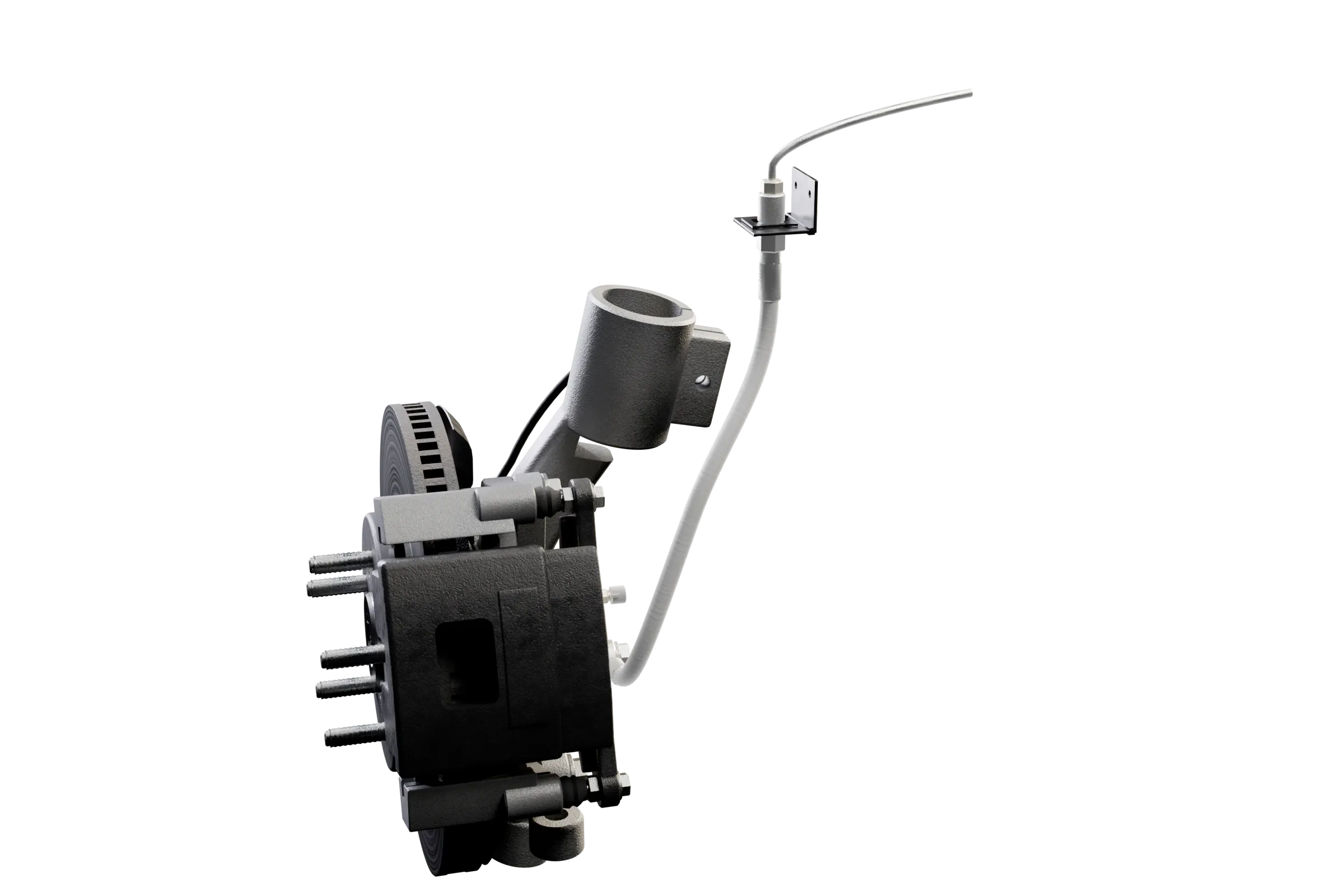 The brake fluid lit in the app's 3D model of the brake, with the rest of the assembly darkened