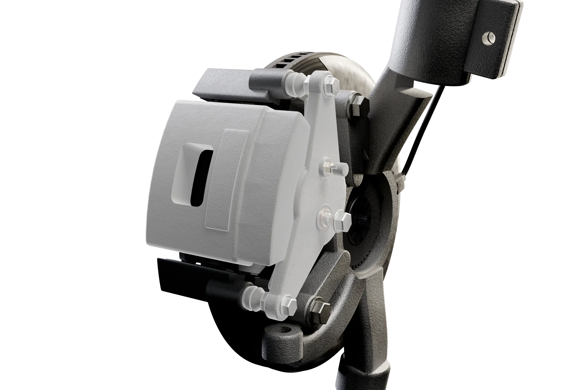 The likely causes lit in the app's 3D model of the brake, with the rest of the assembly darkened