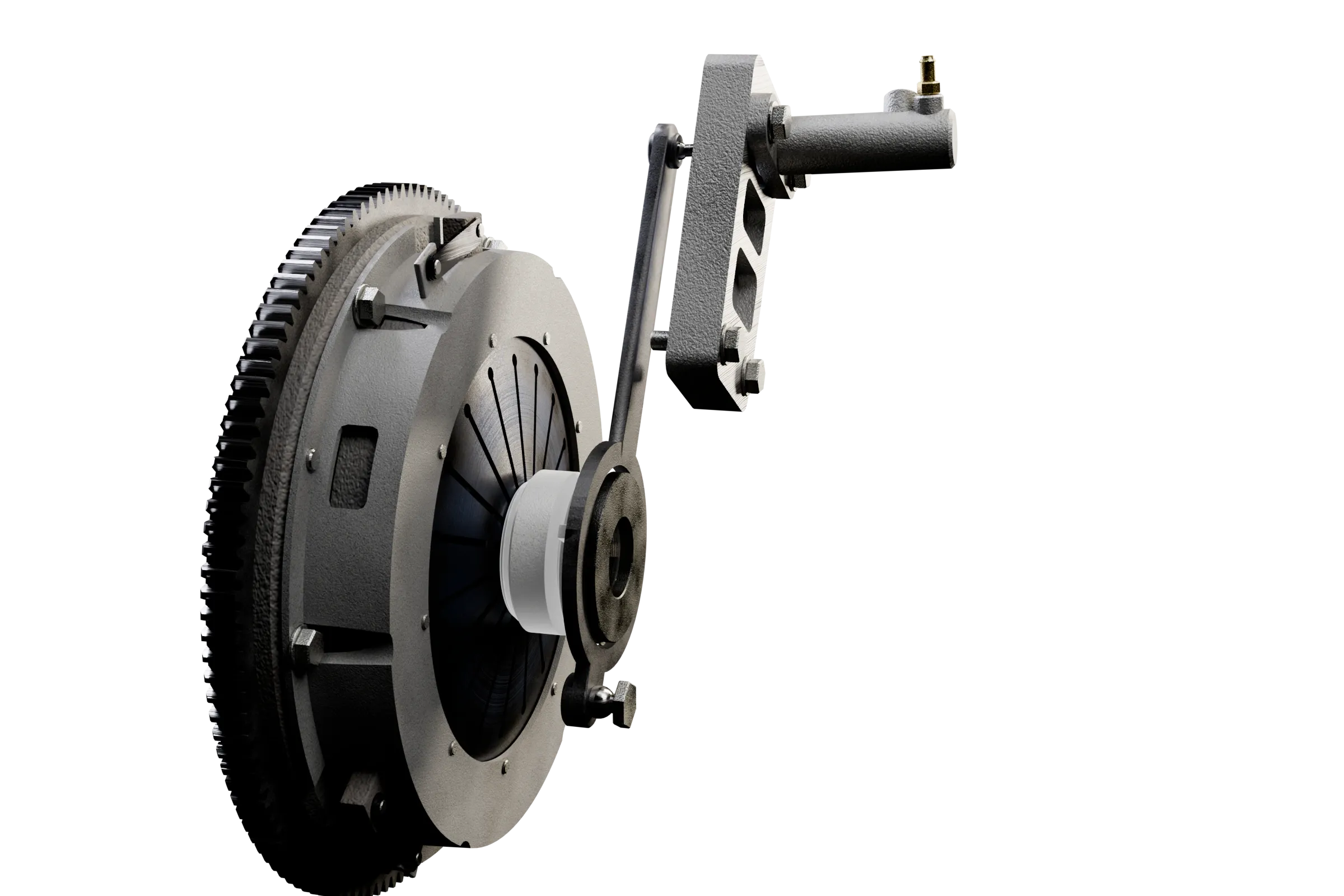 The clutch release bearing lit in the app's 3D model of the clutch, with the rest of the assembly darkened