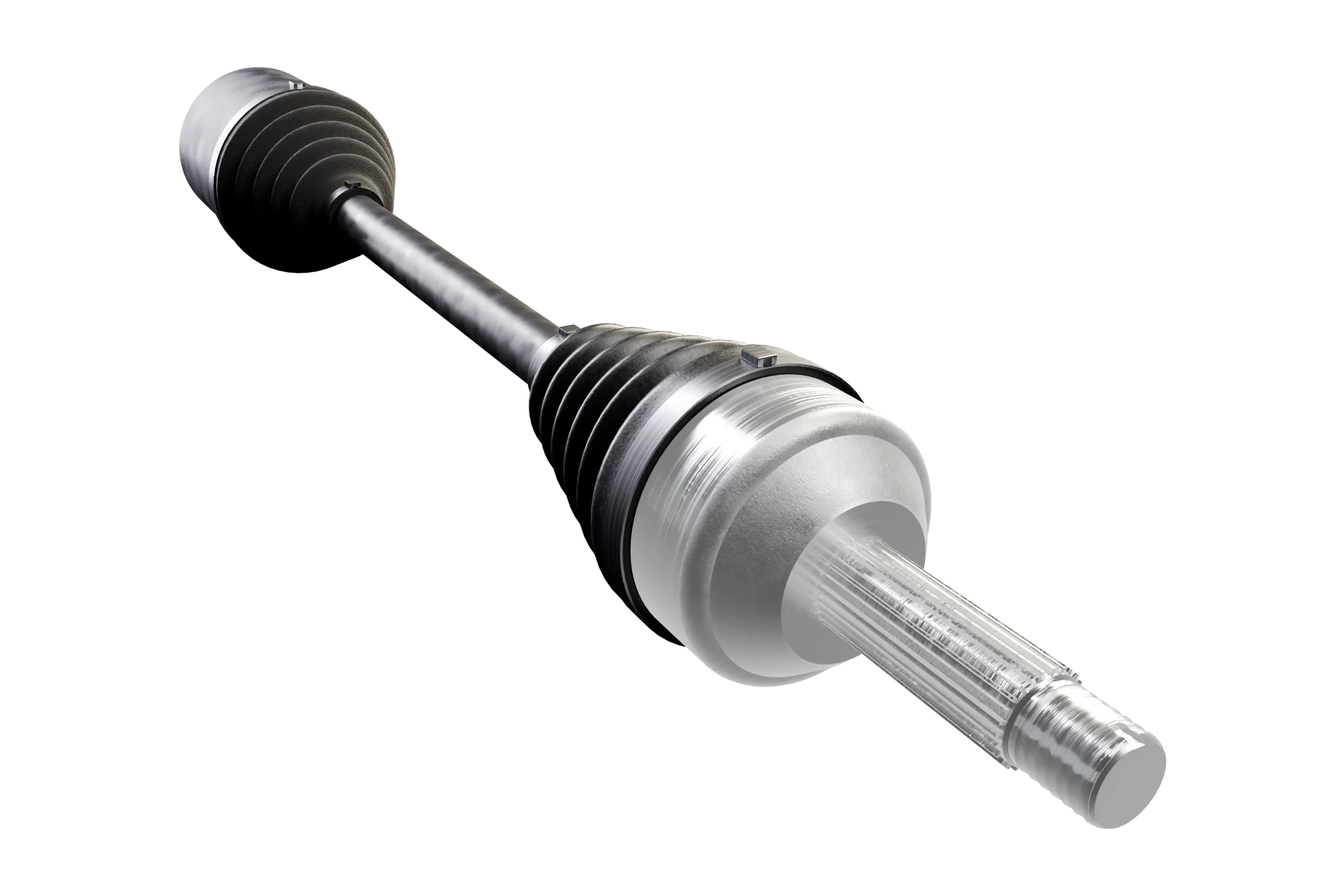The CV joint lit in the app's 3D model of the CV axle and differential, with the rest of the assembly darkened