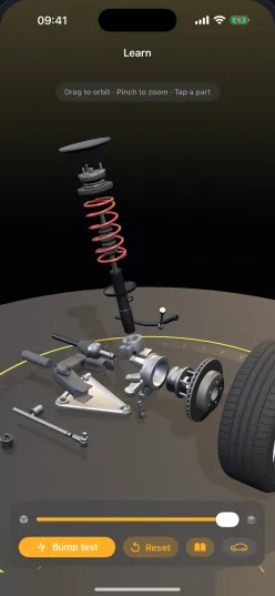 3D Mechanic on iPhone: a MacPherson strut corner in exploded view