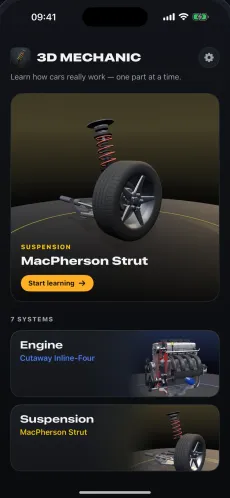 3D Mechanic on iPhone showing the CV axle and differential in interactive 3D
