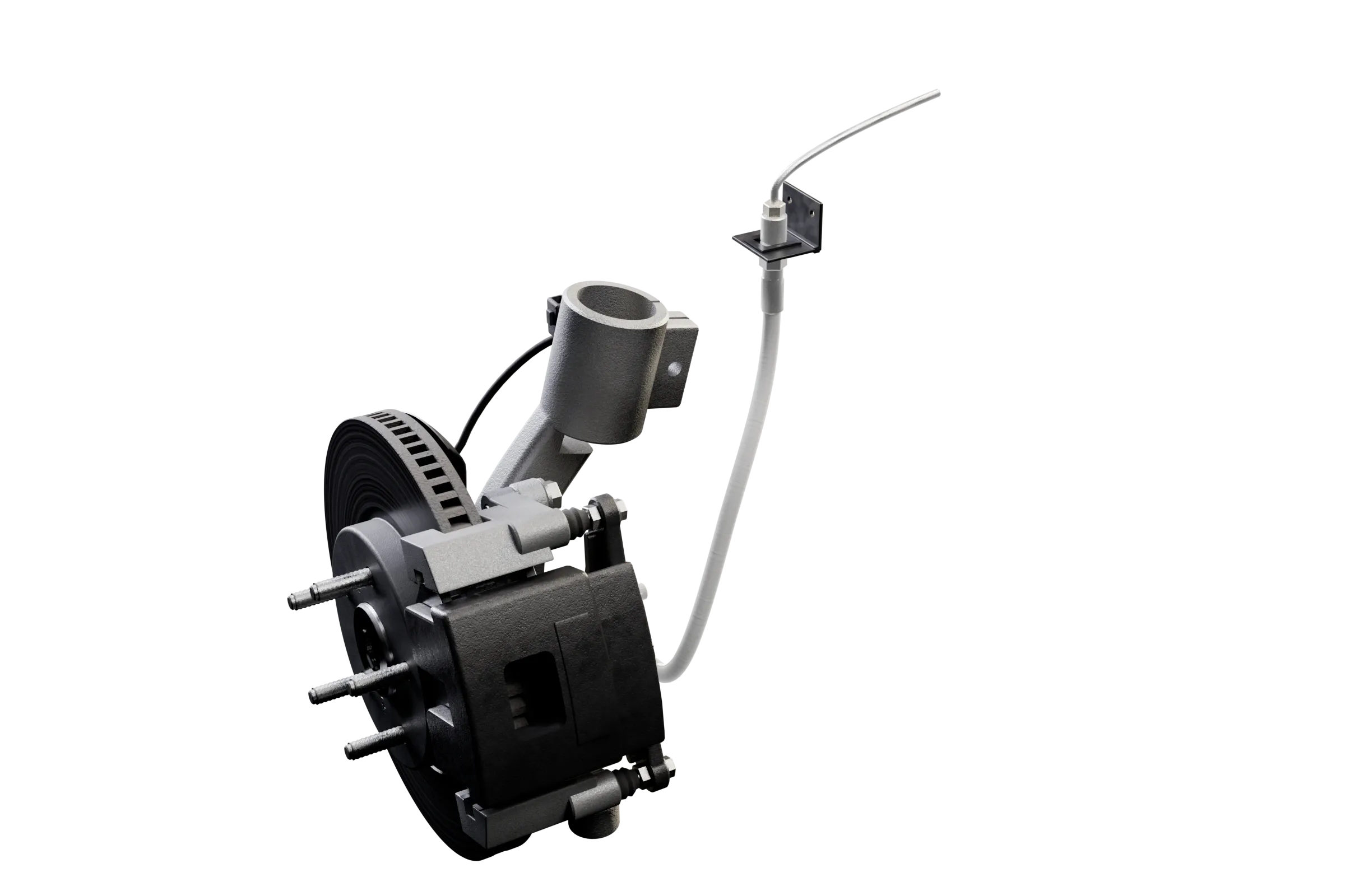The likely causes lit in the app's 3D model of the brake, with the rest of the assembly darkened