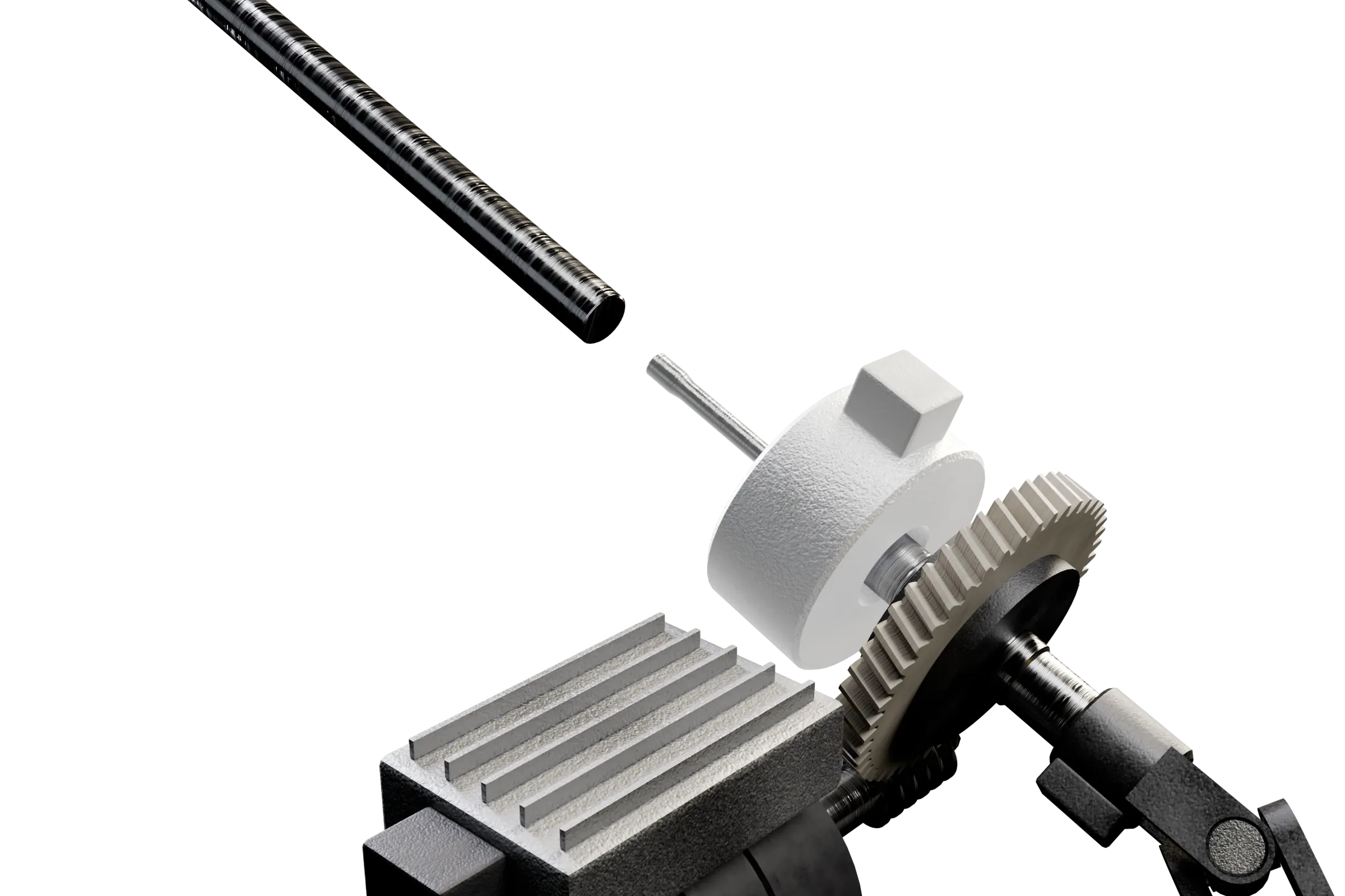 The steering torque sensor lit in the app's 3D model of the rack and pinion steering, with the rest of the assembly darkened