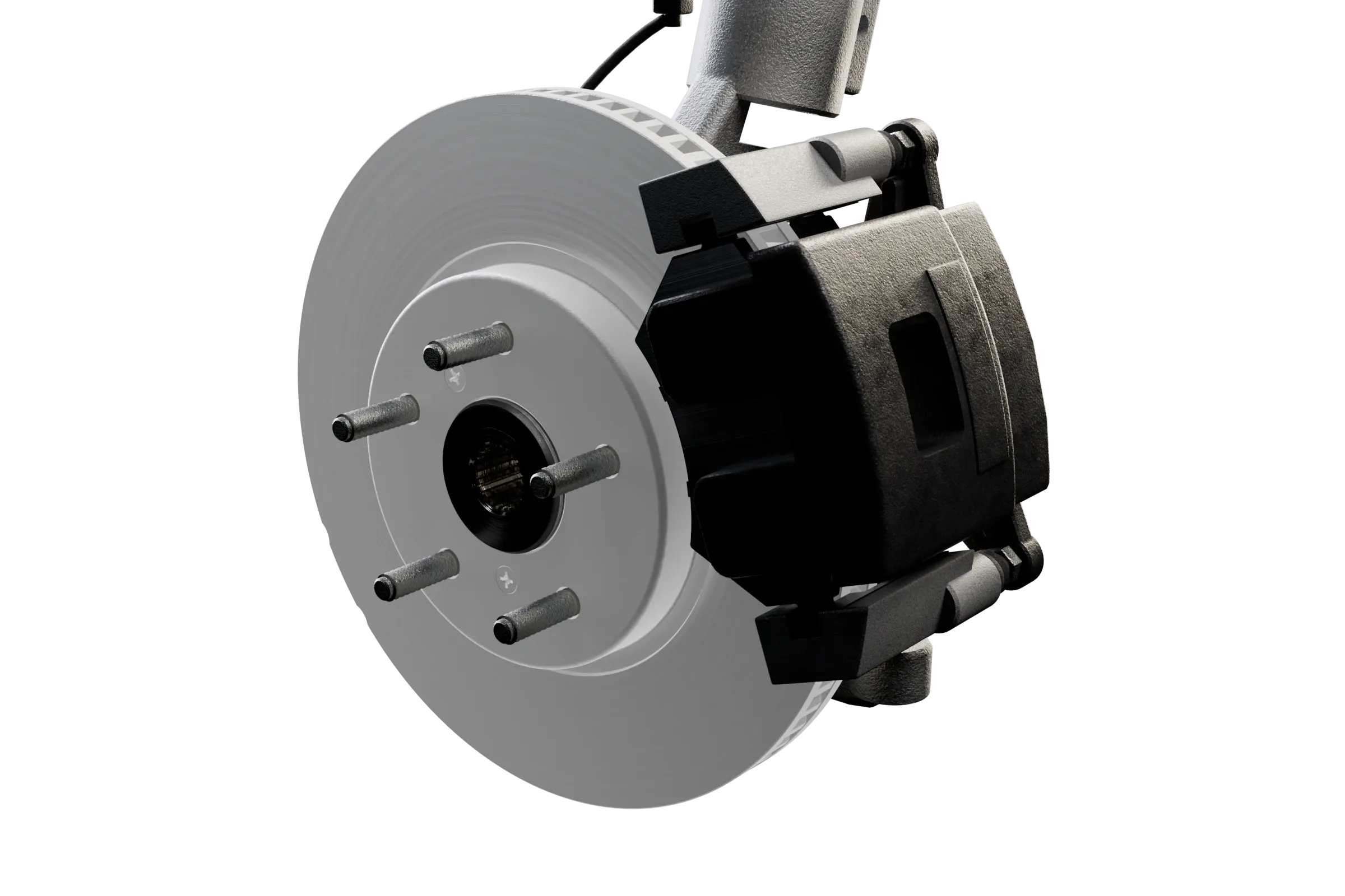 The likely causes lit in the app's 3D model of the brake, with the rest of the assembly darkened
