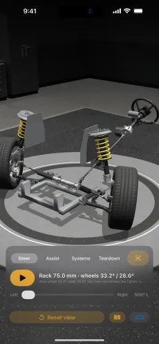 3D Mechanic on iPhone showing the rack and pinion steering in interactive 3D