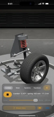 3D Mechanic on iPhone showing the double wishbone suspension in interactive 3D