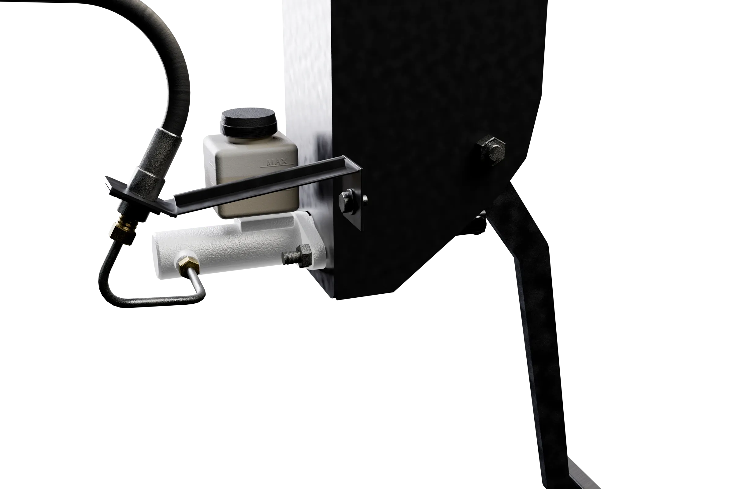 The clutch master cylinder lit in the app's 3D model of the clutch, with the rest of the assembly darkened